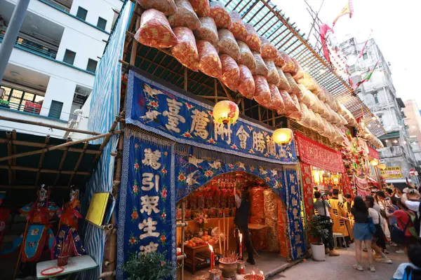 stock image Hong Kong August 27 2024:king of ghost inside theatre for Ghost Festival or called Yu Lan or Yulanpen festvial. Chinese believe on 15th day the realms of Hell and the realm of the living are ope