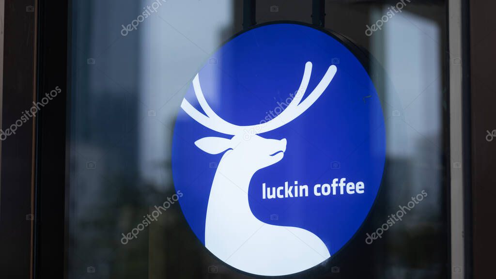 Shenzhen, China March 31 2025: Luckin coffee in Nanshan, it is one of famous local coffee brand in china