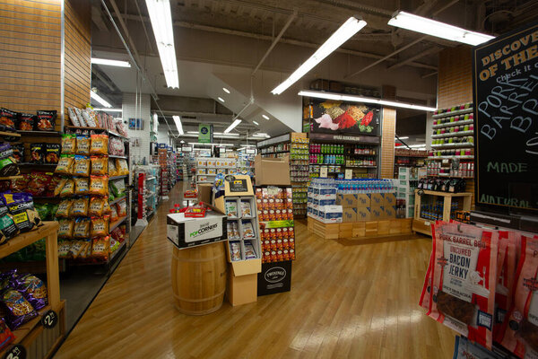 Washington, USA - October 2 2018: the supermarket shelves in Washington DC. Supermarket may stumbles as tariffs hit earnings and sales fall amid DEI backlash in 2025