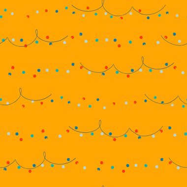 Kusursuz desen. Kırmızı arka planda İskandinav tarzı desenlerle süslenmiş el çizimi çelenkler. Noel, yeni yıl, kış tatili konsepti. Paket kağıdı ve diğer tasarım projeleri için
