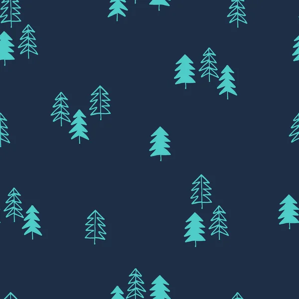 雪のモミの木とシームレスな繰り返しパターン クリスマス 冬のコンセプト ギフトラップ 表面サインや他のデザインプロジェクトのための背景 — ストックベクタ