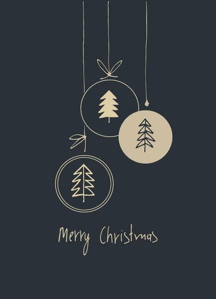Frohe Weihnachten Grußkarte Vorlage Minimalistisches Design Mit Girlanden Aus Kugelornamenten — Stockvektor