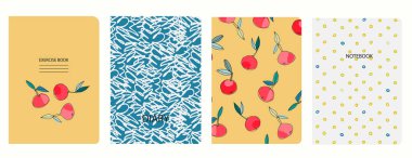 Elmalı, bezelyeli, elle çizilmiş kapak şablonları. Kusursuz kalıplara dayanarak. Başlıklar izole ve değiştirilebilir. Defterler, defterler, günlükler için mükemmel.