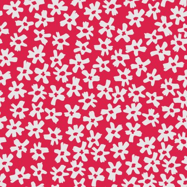 Yüzey tasarımı ve diğer tasarım projeleri için yılın renginde el çizimi çiçekleri olan kusursuz desen Viva Magenta