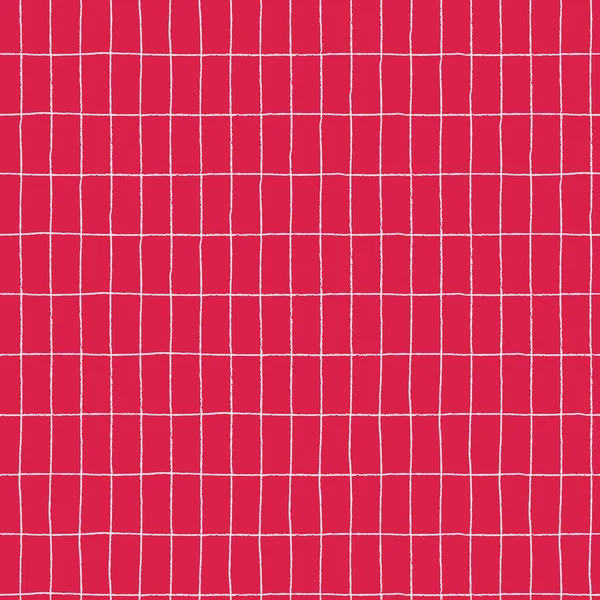 手描きのチェックでシームレスなチェック繰り返しパターン 今年の赤い色Viva Magentaは 包装紙 表面デザイン その他のデザインプロジェクトの背景を果たしました — ストックベクタ