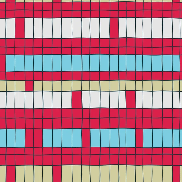 Patrón Repetición Cuadros Sin Costura Con Cheques Dibujados Mano Color — Archivo Imágenes Vectoriales