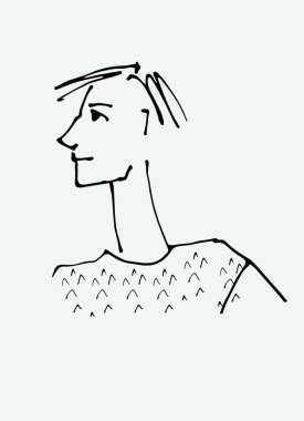 Genç bir adamın Avatar 'ı. çizgi çizimleri, düz biçim, izole vektör ögesi, el harfleri