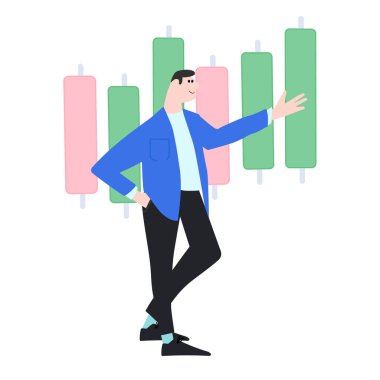 Finans piyasası konsepti üzerinde çalışıyorum. Portföy yatırım konsepti. Mal varlığı tahsisi konsepti. Düz biçimli vektör illüstrasyonu