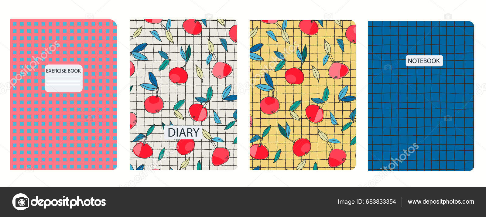 Set Cover Page Templates Apples Pea Hand Drawn Gridlines Based Stock