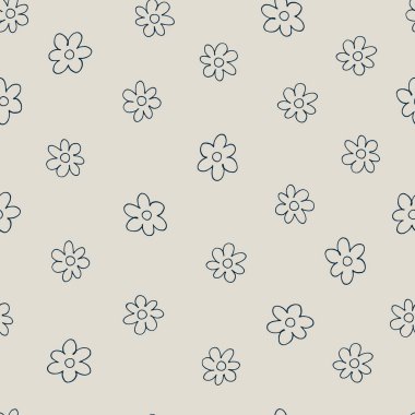 Tertemiz desenli, küçük renkli çiçekli retro tarzı. 60 'lar, 70' ler hediye paketi, tekstil, ev dekorasyonu için tasarım