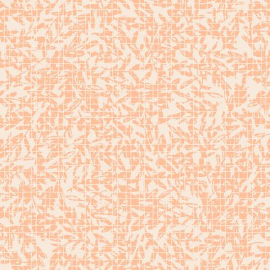 Yüzey tasarımı ve diğer tasarım projeleri için 13-1023 Peach Fuzz yılının renklerinde ağaç dalları ve yaprakları olan kusursuz desen. sanat tarzında modern trend çizimi