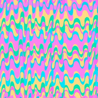 Seamless repeating pattern with hand drawn futuristic abstract bright curved and rounded wave Y2K bug style, for surface design and other design projects clipart