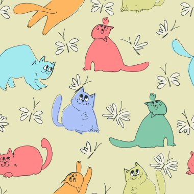 Komik kedilerin oynadığı kusursuz bir model. Çocuklar için mükemmel. Çizgi film tarzında aşk çizimleri