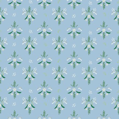 Elle çizilmiş çayır çiçekleriyle kusursuz desen. Tekrarlayan tasarımları tekstil ürünlerine aktarmak için tahta bloklar kullanan yazdırma işleminden esinlenen çiçek bloğu baskıları.