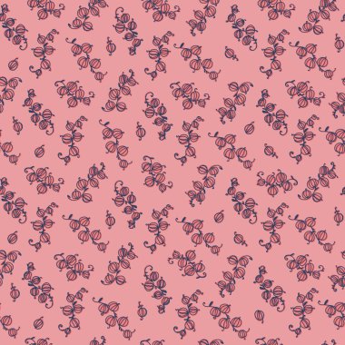 Desenleri tekstil üzerine tekrarlayan tasarımları aktarmak için tahta bloklar kullanan yazdırma işleminden esinlenilmiş kuşüzümü demetleri ile el çizimi ile kusursuz desen.