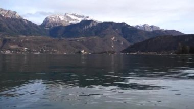 view of Annecy lake in winter