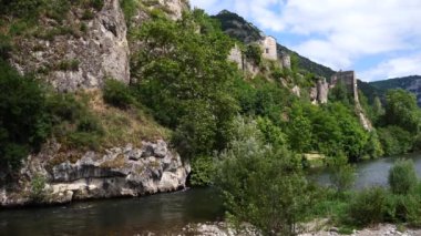 riverside village of Tarascon sur Ariege, France