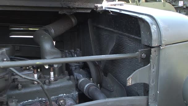 Винтажный Двигатель Военной Машины Второй Мировой Войны — стоковое видео