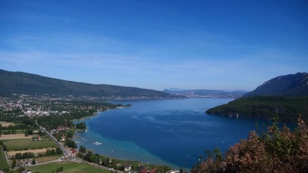 Panoramatický Výhled Jezero Annecy Hory Taillefer — Stock video