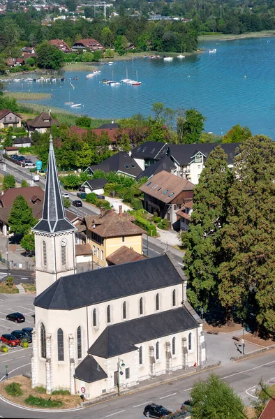 Igreja Duingt Aldeia Perto Lago Annecy França Haute Savoie — Fotografia de Stock