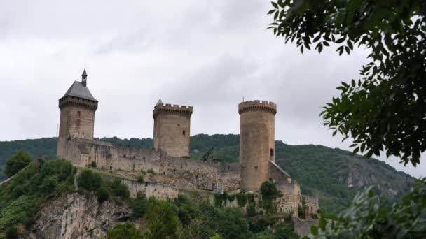 Foix Ariège Güney Fransa Eski Ortaçağ Kalesi — Stok video