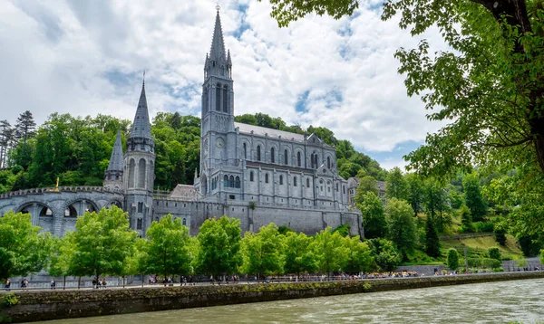 Vista Sulla Basilica Lourdes Francia — Foto Stock