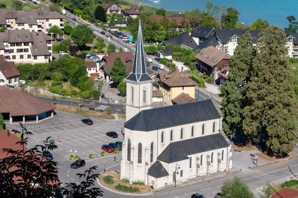 Annecy Gölü Yakınlarındaki Duingt Köyü Kilisesi Fransa Haute Savoie — Stok fotoğraf