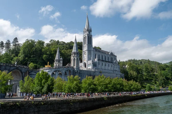 Vue Basilique Lourdes France — Photo