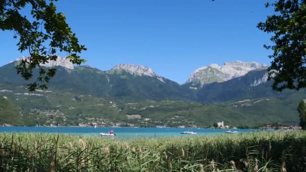 Annecy Jezioro Alpami Góry Tle — Wideo stockowe