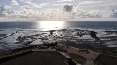 Chassiron deniz fenerinde güzel bir gün batımı, ile d 'Oleron, Fransa