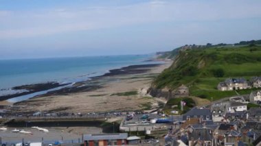 Port-en-Bessin kasabasının manzarası, Fransa 'nın Basse-Normandie bölgesindeki Calvados bölümünde bir komün..