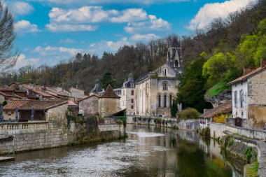 view of Brantome en Perigord, village, Dordogne, France clipart