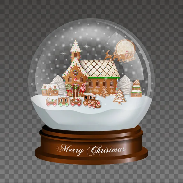 Boule Neige Noël Avec Paysage Pain Épice — Image vectorielle