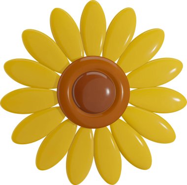 izole edilmiş 3d stilize ayçiçeği