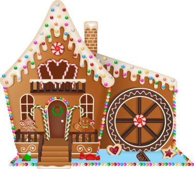 Kurabiye ve şekerli zencefilli su değirmeni. Yılbaşı su değirmeninin izole edilmiş şekeri