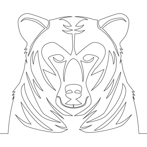 Continuous One Single Line Drawing Bear Wild Animal Icon Vector — Stock Vector