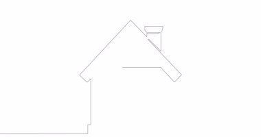 Kendi kendine çizim animasyonu Evde kal ve çalış Dizüstü bilgisayarı olan çizgi film kadını sürekli tek çizgi çizilmiş konsept video