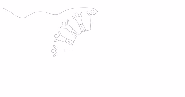 Саморисование Линии Анимации Планета Многонационального Общества Непрерывная Одна Линия Нарисовал — стоковое видео
