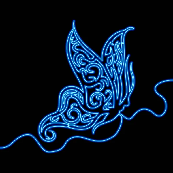 Ciągły Jeden Wiersz Rysunek Błyszczący Abstrakcyjny Ikona Motyl Neon Blask — Wektor stockowy