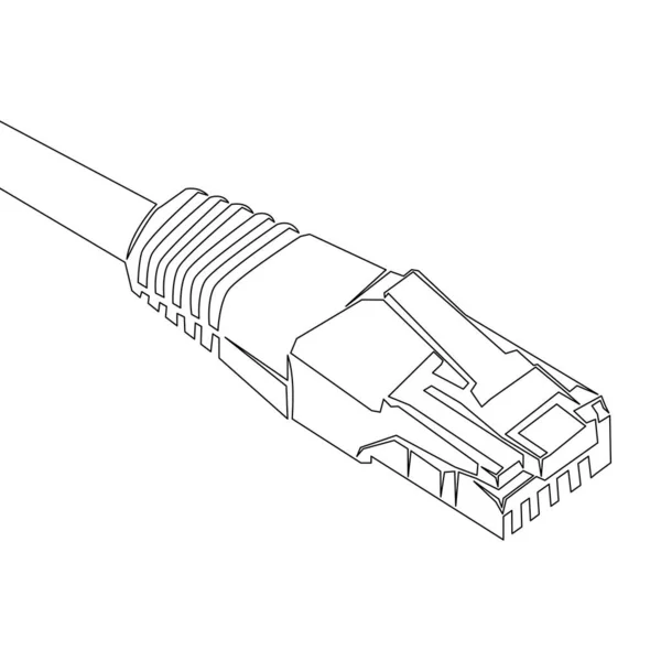 Continuous Uma Única Linha Desenho Ethernet Internet Cabo Patch Cabo — Vetor de Stock