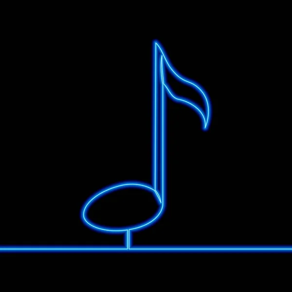 Continu Une Seule Ligne Dessin Note Symbole Icône Musique Néon — Image vectorielle