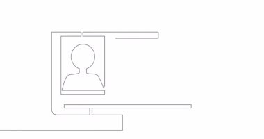 Kendi çizim hattı animasyon profili parmak izi biyometrik dokümanlar tek çizgi çizilmiş konsept video devam ediyor