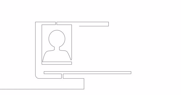Self Drawing Line Animation Profile Fingerprint Biometric Documents Continuous One — Vídeo de Stock