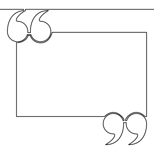 Continuous One Single Line Drawing Quotation Box Quote Icon Vector — Image vectorielle