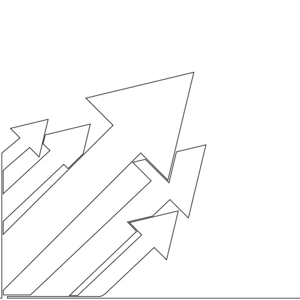 Continuous One Line Drawing Business Arrow Target Direction Finance Growth — Image vectorielle