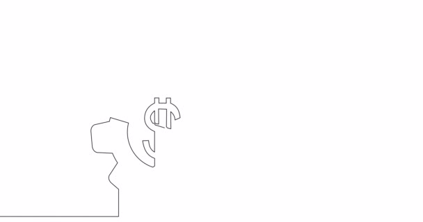 Автоматична Анімація Лінії Малювання Gear Dollar Відсотків Інвестицій Безперервний Один — стокове відео