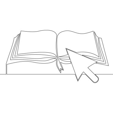 Sürekli tek satır halinde internet eğitimi, e-öğrenme kaynakları, uzak çevrimiçi kurslar ikon vektör illüstrasyon kavramı