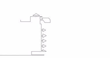 Kendi kendine çizim çizimi animasyon inşaat vinci sürekli tek bir çizgi çizilmiş konsept video