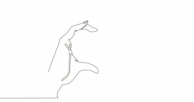 Kendi kendine çizim çizimi animasyonu eller kalp şekli aşk sürekli tek bir çizgi çizilmiş konsept video