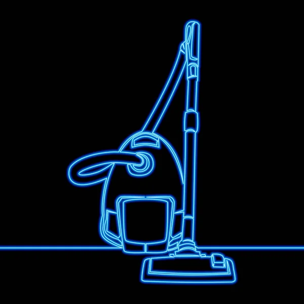 Современный Пылесос Электрический Прибор Очистки Иконки Неонового Свечения Векторной Иллюстрации — стоковый вектор